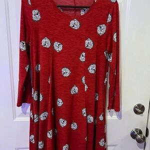 Red Dress with Bulldog Pattern University of Georgia